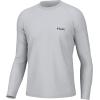 imageHUK Mens Pursuit Pattern Crew Sleeve Performance ShirtCamo Badge  Harbor Mist