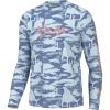 imageHUK Mens Pursuit Pattern Crew Sleeve Performance ShirtHidden Huk  Ice Water