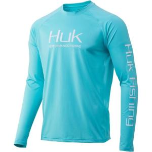 imageHUK Mens Pursuit Vented Long Sleeve 30 UPF Fishing ShirtBlue Radiance