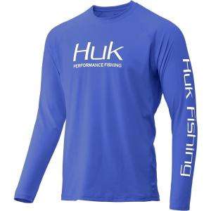 imageHUK Mens Pursuit Vented Long Sleeve 30 UPF Fishing ShirtDeep Cobalt