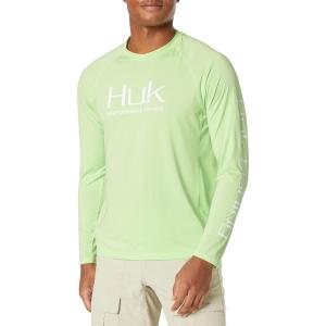 imageHUK Mens Pursuit Vented Long Sleeve 30 UPF Fishing ShirtKey Lime