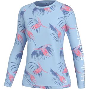 imageHUK Pursuit Pattern Long Sleeve Fishing Shirt for WomenBoca Palm  Crystal Blue