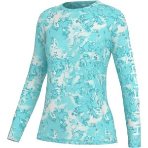 imageHUK Pursuit Pattern Long Sleeve Fishing Shirt for WomenFin Flats  Island Paradise