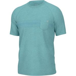 imageHUK Waypoint Short Sleeve Crew Pocket TShirt for MenBaraboo Stripe  Island Paradise