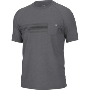 imageHUK Waypoint Short Sleeve Crew Pocket TShirt for MenBaraboo Stripe  Night Owl