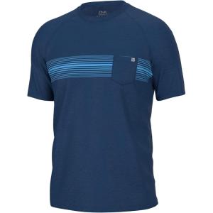 imageHUK Waypoint Short Sleeve Crew Pocket TShirt for MenBaraboo Stripe  Set Sail