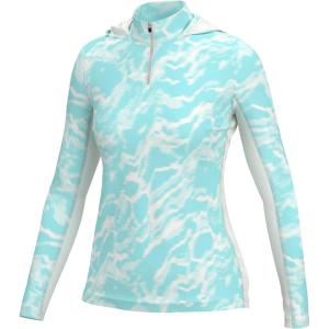 imageHUK Icon X Pattern Hoodie Fishing Shirt with Hood for WomenRiver Runs  Island Paradise