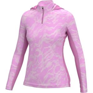 imageHUK Icon X Pattern Hoodie Fishing Shirt with Hood for WomenRiver Runs  Ultra Pink