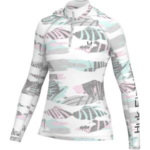 imageHUK Icon X Pattern Hoodie Fishing Shirt with Hood for WomenTropicamo  White