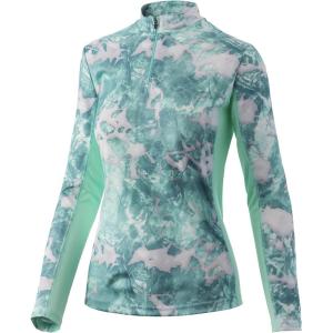 imageHUK Womens Icon 14 Zip Long Sleeve Fishing Shirt with Sun ProtectionMossy Oak Seafoam