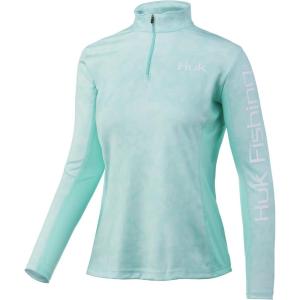 imageHUK Womens Icon 14 Zip Long Sleeve Fishing Shirt with Sun ProtectionRunning Lakes  Beach Glass