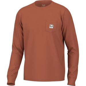 imageHUK Long Sleeve U Patch Pocket Tee Fishing TShirt for MenBaked Clay