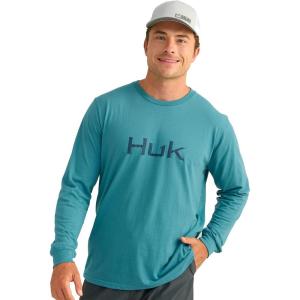 imageHUK Mens Performance Fishing Logo Tee Long Sleeve QuickDryStorm Blue