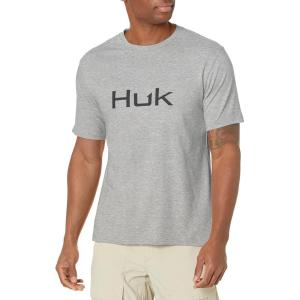 imageHUK Mens Performance Fishing Logo TeeShort Sleeve  QuickDryHeather Grey