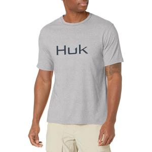 imageHUK Mens Performance Fishing Logo TeeShort Sleeve  QuickDryOvercast Grey Heather