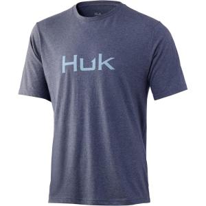 imageHUK Mens Performance Fishing Logo TeeShort Sleeve  QuickDrySargasso Sea Heather  New Logo