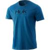 imageHUK Mens Performance Fishing Logo TeeShort Sleeve  QuickDryDeep Lake Heather