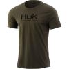 imageHUK Mens Performance Fishing Logo TeeShort Sleeve  QuickDryKalamata Olive Heather