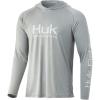 imageHUK Mens Pursuit Hoodie  Performance LongSleeve Shirt 30 UPFOvercast Grey