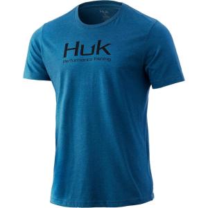 imageHUK Mens Performance Fishing Logo TeeShort Sleeve  QuickDryDeep Lake Heather