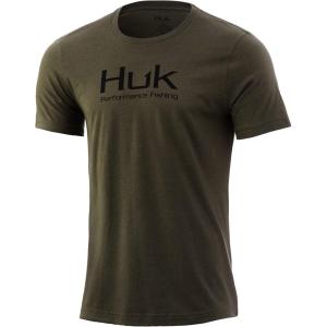 imageHUK Mens Performance Fishing Logo TeeShort Sleeve  QuickDryKalamata Olive Heather