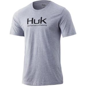 imageHUK Mens Performance Fishing Logo TeeShort Sleeve  QuickDrySharkskin Heather