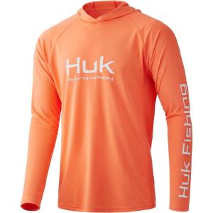 imageHUK Mens Pursuit Hoodie  Performance LongSleeve Shirt 30 UPFFresh Salmon