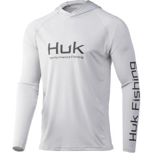 imageHUK Mens Pursuit Hoodie  Performance LongSleeve Shirt 30 UPFOyster
