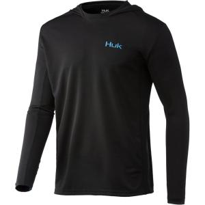 imageHUK Mens Icon X Hoodie  Fishing Shirt with 50 UPF Sun ProtectionBlack  New Logo