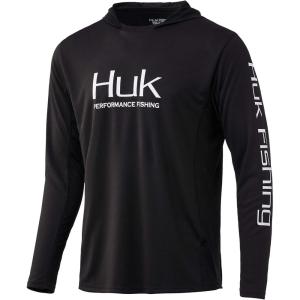 imageHUK Mens Icon X Hoodie  Fishing Shirt with 50 UPF Sun ProtectionBlack