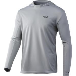 imageHUK Mens Icon X Hoodie  Fishing Shirt with 50 UPF Sun ProtectionOvercast Grey