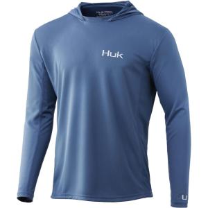 imageHUK Mens Icon X Hoodie  Fishing Shirt with 50 UPF Sun ProtectionTitanium Blue