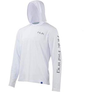 imageHUK Mens Icon X Hoodie  Fishing Shirt with 50 UPF Sun ProtectionWhite
