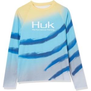 imageHUK Kids Printed Long Sleeve Shirt Sun ProtectionFlare Fade  Blue Radiance