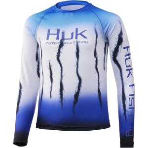 imageHUK Kids Printed Long Sleeve Shirt Sun ProtectionFlare Fade  Deep Cobalt