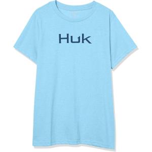 imageHUK UnisexChild Logo Tee  Kids Performance Fishing TShirtBaltic Sea Heather