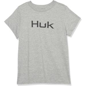 imageHUK UnisexChild Logo Tee  Kids Performance Fishing TShirtHeather Grey