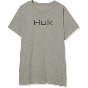 imageHUK UnisexChild Logo Tee  Kids Performance Fishing TShirtHeather Moss