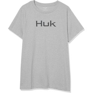 imageHUK UnisexChild Logo Tee  Kids Performance Fishing TShirtOvercast Grey Heather
