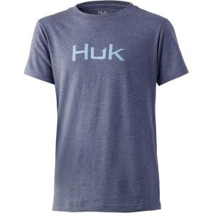 imageHUK UnisexChild Logo Tee  Kids Performance Fishing TShirtSargasso Sea Heather
