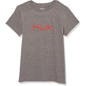 imageHUK UnisexChild Logo Tee  Kids Performance Fishing TShirtVolcanic Ash Heather
