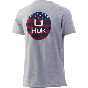 imageHUK UnisexChild Tee  Kids Performance Fishing TShirtAmerican Pride  True Grey Heather