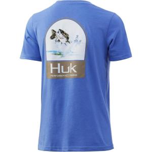 imageHUK UnisexChild Tee  Kids Performance Fishing TShirtFreshwater Shield  Dusk Blue