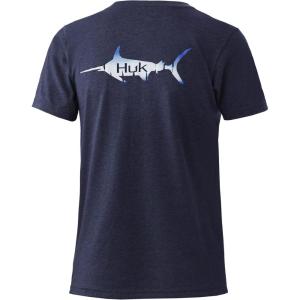 imageHUK UnisexChild Tee  Kids Performance Fishing TShirtMarlin Fade  Sargasso Sea Heather