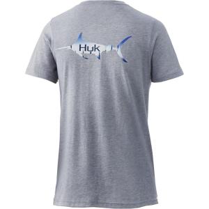 imageHUK UnisexChild Tee  Kids Performance Fishing TShirtMarlin Fade  Sharkskin Heather