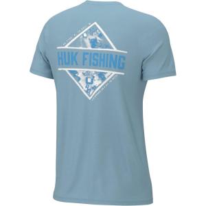 imageHUK Unisex Kids Short Sleeve Performance Tee Fishing TShirtDiamond Flats  Crystal Blue