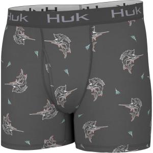 imageHUK Mens Patterned Pursuit Performance Dryfit Boxer BriefsFin Lure  Volcanic Ash