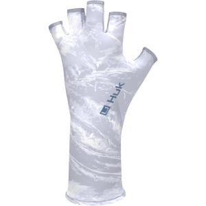imageHUK Mens Pursuit Sun Glove QuickDrying Fingerless Fishing Gloves Mossy Oak Stormwater Bonefish Large