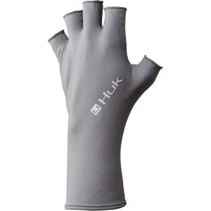 imageHUK Mens Sun Glove  QuickDrying Fingerless Fishing GlovesPursuit  Overcast Grey