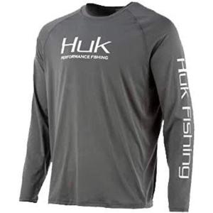 imageHUK Mens Pursuit Crew Long Sleeve Sun Protecting Fishing ShirtIron